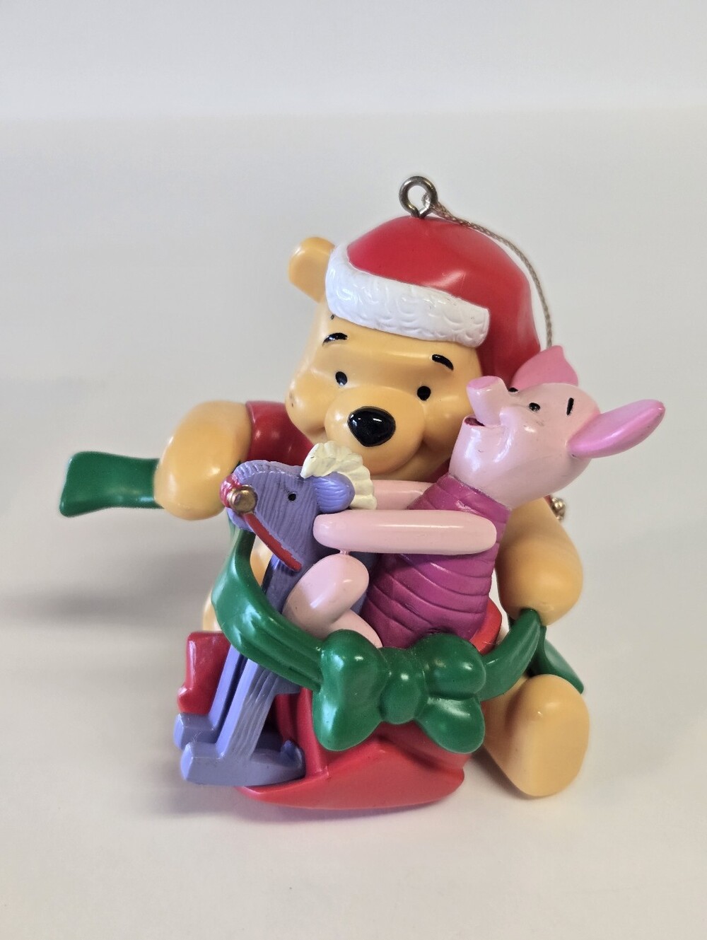 Vintage Disney Winnie the Pooh and Piglet on a Rocking Horse Christmas Ornament